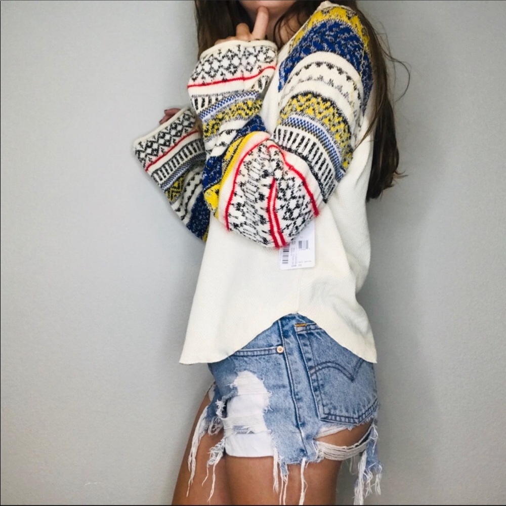 NWT Free People knit sleeve waffle knit thermal - Picture 4 of 5
